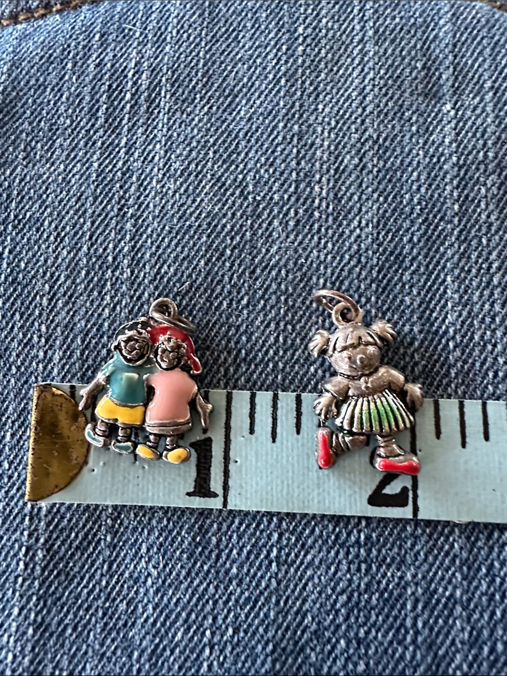 Enamel Girl Charm Pendants in Pink, Green and Red